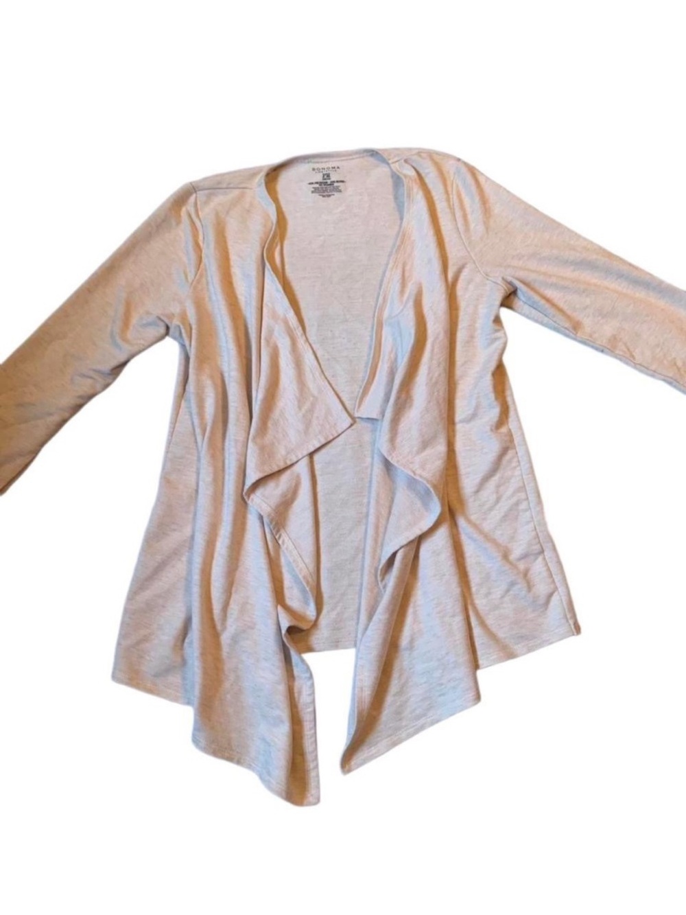 Sonoma life + style cream open waterfall drape ruffle cardigan
